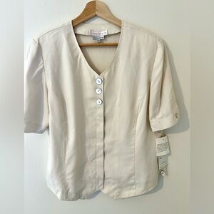 Silk Cream Buttoned Top cuffed sleeves by BARRIE PACE LTD.
